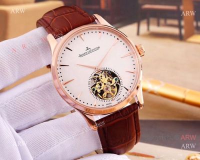 High Quality Jaeger-LeCoultre Flying Tourbillon Watch - Rose Gold White Dial
